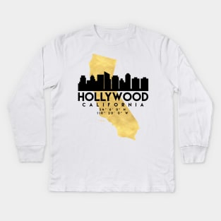 Hollywood California Skyline Map Art Kids Long Sleeve T-Shirt